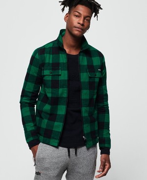 Superdry Rookie Harrington Férfi Hosszú Ujjú Ing Zöld | KSIFL6091